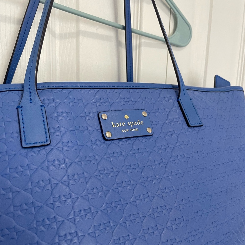 Kate Spade New York Penn Place Margareta Blue tote bag emboss print logo